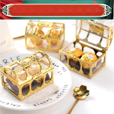 Rương Vàng Trang Trí Hộp Quà Tặng Đựng Kẹo, Trang Trí Bánh Kem, Giá 11.000 VNĐ
