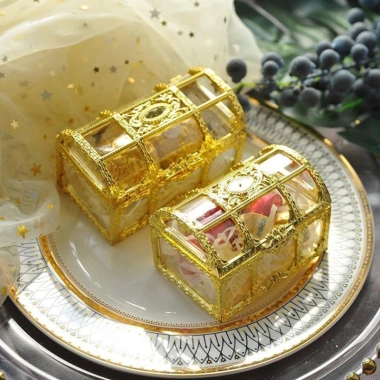 Rương Vàng Trang Trí Hộp Quà Tặng Đựng Kẹo, Trang Trí Bánh Kem, Giá 11.000 VNĐ