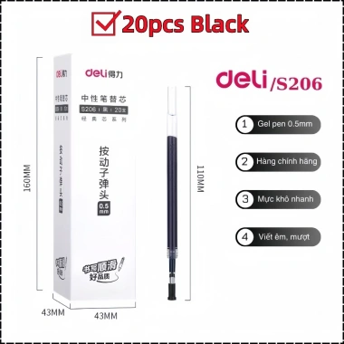 Ruột bút gel Deli 0.5mm cho bút bi nước A575 – lâu hết mực, không gai, ngòi trơn tru, giảm giá 22%