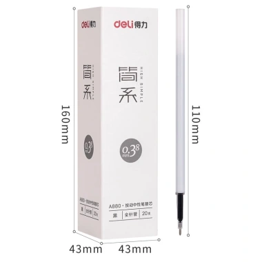 Ruột bút gel Deli A880 ngòi 0,38mm mực đen viết trơn êm nhanh, khô - Giá ưu đãi 98.999₫ (Hàng Chính Hãng)