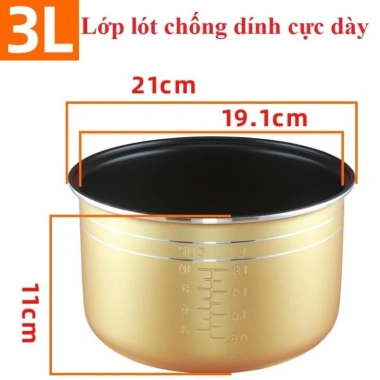 Ruột nồi áp suất Media 3L chống dính 11x21cm - Giá chỉ 255.000 dong giảm từ 331.500