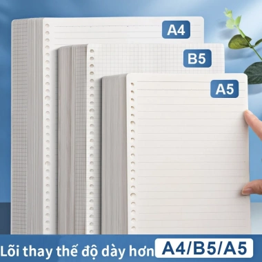 Ruột sổ còng giấy refill A5 B5 A4, 120tr kẻ ngang kẻ caro, vuông sổ planner bullet journal chống loá 19.000đ 2