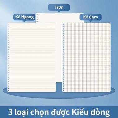 Ruột sổ còng giấy refill A5 B5 A4, 120tr kẻ ngang kẻ caro, vuông sổ planner bullet journal chống loá 19.000đ 3