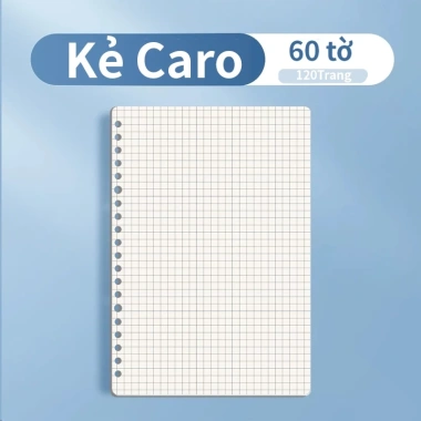 Ruột sổ còng giấy refill A5 B5 A4, 120tr kẻ ngang kẻ caro, vuông sổ planner bullet journal chống loá 19.000đ 7
