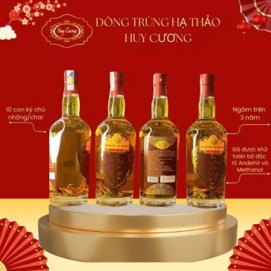 Rượu Đông Trùng Hạ Thảo Huy Cương 1 Hộp 4 Chai 500ml - Giá ưu đãi 1,250,000₫, tăng cường sức khỏe