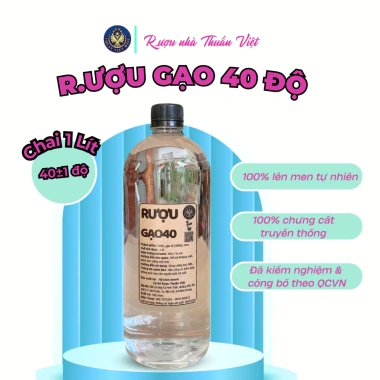 Rượu gạo 40 độ Thuần Việt - Chưng cất truyền thống, chai 1L, bình 5L, chỉ 45.000