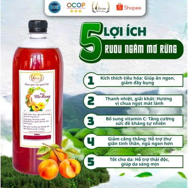 Rượu Mơ Rừng Rucota 5L - Đào Công Thành, Men Tự Nhiên, OCOP 3 sao, Giá 500k