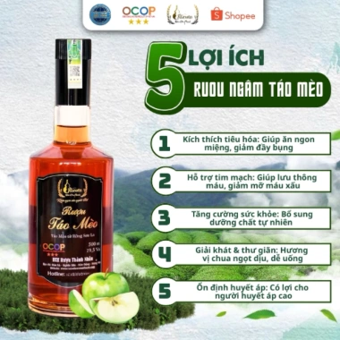 Rượu Táo Mèo Rucota Đào Công Thành 500ml - Đặc sản OCOP 3 sao, lên men tự nhiên, hương vị thơm ngon, giá ưu đãi 116.032đ