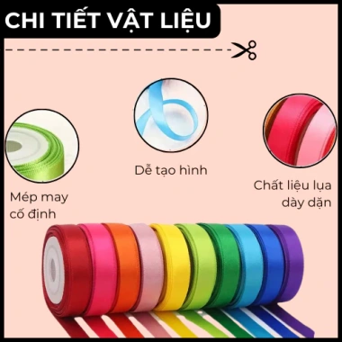 Ruy băng lụa 0.5cm 20m - Nhiều màu - Trang trí, gói quà, cột nơ, làm hoa - Giá 7.000đ 3