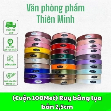 Ruy băng lụa 2,5cm cuộn 100m - Đẹp, đủ màu, giảm 18% chỉ 81.000₫ 2