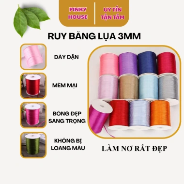 Ruy băng lụa 3mm satin 450m - Giáng sinh, Noel, Gói quà, Làm nơ - 79.000 VND Pinky Shop