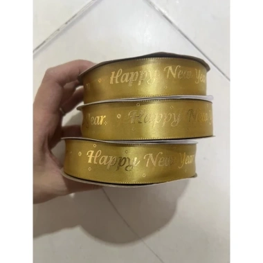 Ruy Băng Lụa In Chữ Happy New Year 2,5cm Cuộn To 45m Giá 40.000 Đẹp, Giá Rẻ, Trang Trí Năm Mới 3