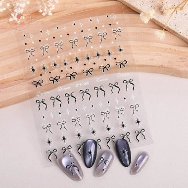 Ruy Băng Nơ Móng Tay AACAR Đa Năng DIY Tự Dính Chấm Bi Bốn Sao Phụ Kiện Nữ Bé Gái 3