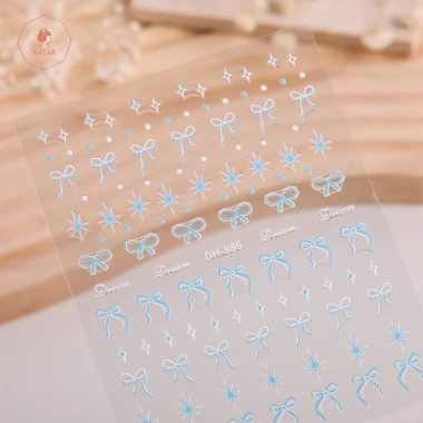Ruy Băng Nơ Móng Tay AACAR Đa Năng DIY Tự Dính Chấm Bi Bốn Sao Phụ Kiện Nữ Bé Gái 8