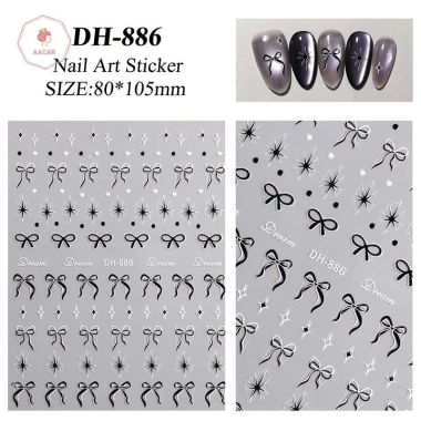 Ruy Băng Nơ Móng Tay AACAR Đa Năng DIY Tự Dính Chấm Bi Bốn Sao Phụ Kiện Nữ Bé Gái 10