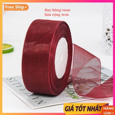 Ruy băng voan cao cấp 5m bản rộng 4cm - Lẻ, giá chỉ 15.000đ, chất liệu mượt nhẹ, phù hợp làm bánh, trang trí