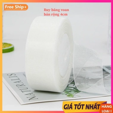Ruy băng voan cao cấp 5m bản rộng 4cm - Lẻ, giá chỉ 15.000đ, chất liệu mượt nhẹ, phù hợp làm bánh, trang trí