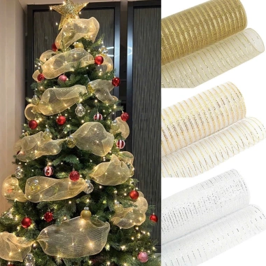 Ruy Băng Voan Lưới 10m 26cm Noel - Trang Trí Cây Thông Giáng Sinh Phuong Anh Giá 48k
