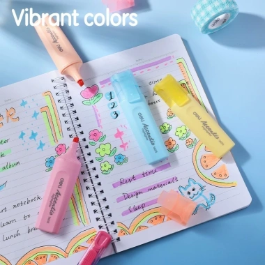 S621S Bút Highlight Deli 4 Màu Macaron Dạ Quang Pastel Mực Nhanh Khô Giá 14.900đ 2