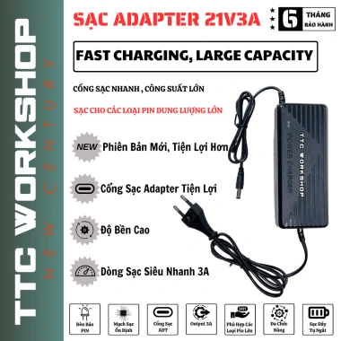 Sạc Adapter 21V 3A có Quạt Tản Nhiệt - Sạc Nhanh cho Pin 10C, 15C, 20C