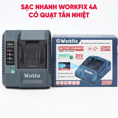 Sạc Bàn Nhanh 4.0A WORKFIX WF-FC2.140F Quạt Tản Nhiệt, Đèn Báo, Chân Pin Phổ Thông