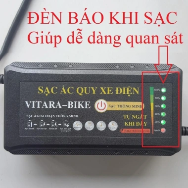 Sạc bình ắc quy xe đạp điện VITARA-BIKE 48V/60V 12-20AH tự ngắt, chống phồng - 115k 2