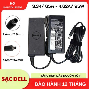 Sạc Dell 65W/90W cho Inspirion/Chromebook/XPS/Vostro/Latitude - Bảo hành 12t, 155.000₫