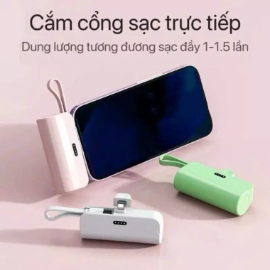 Sạc di động 5.000mAh - 2 cổng Type-C & Lightning sạc nhanh, Android & Apple, 98.000đ 5