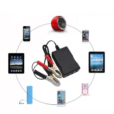 Sạc điện thoại 3 cổng USB chân kẹp bình ắc quy ô tô, xe máy - Đa năng 12V/24V/5V, giảm 22%