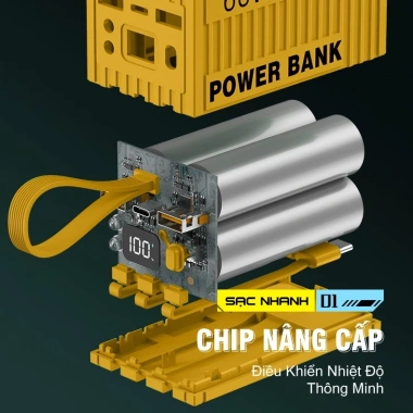 Sạc Dự Phòng 100.000mAh PD 20W Nhanh 4 Cáp, LED Hiển Thị % Pin - 299k