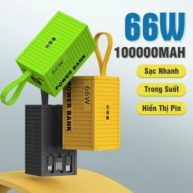 Sạc Dự Phòng 100.000mAh PD 20W Nhanh 4 Cáp, LED Hiển Thị % Pin - 299k 6 Sạc Dự Phòng 100.000mAh PD 20W Nhanh 4 Cáp, LED Hiển Thị % Pin - 299k 6