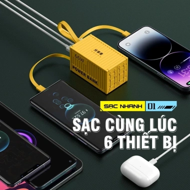 Sạc Dự Phòng 100.000mAh PD 20W Nhanh 4 Cáp, LED Hiển Thị % Pin - 299k 8 Sạc Dự Phòng 100.000mAh PD 20W Nhanh 4 Cáp, LED Hiển Thị % Pin - 299k 8