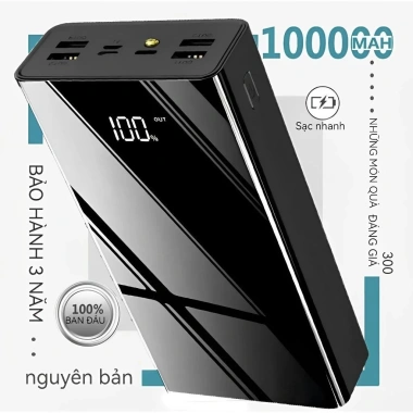 Sạc dự phòng 100.000mAh sạc nhanh 3 vào 4 ra màn hình LED - Giá ưu đãi 596k