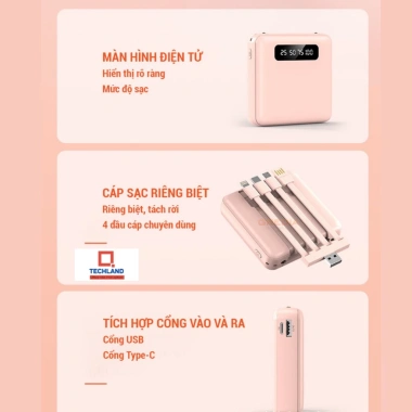 Sạc dự phòng 10.000mAh đa năng, hỗ trợ nhiều thiết bị – giảm giá sốc 87.811 VND, giá gốc 106.251 VND