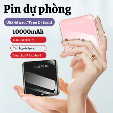 Sạc dự phòng 10.000mAh dung lượng lớn kèm 4 dây sạc nhanh, giá chỉ 259.000 VND