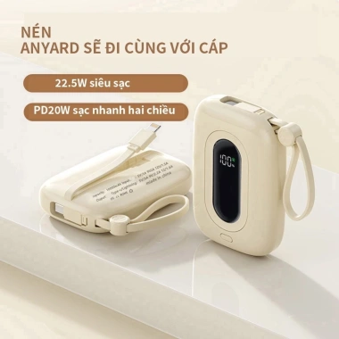 Sạc dự phòng 10.000mAh PD 22.5W dual port Type-C IP2, tương thích iPhone 15/14/13, Samsung - Giá 360.000₫