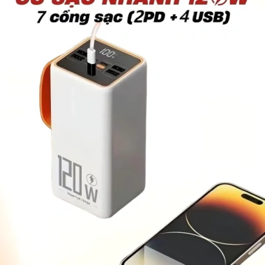 Sạc dự phòng 120W 90.000mAh công nghệ sạc nhanh, LED hiển thị, sạc đa thiết bị, bảo hành 24 tháng - Giá 315.000đ 4 Sạc dự phòng 120W 90.000mAh công nghệ sạc nhanh, LED hiển thị, sạc đa thiết bị, bảo hành 24 tháng - Giá 315.000đ 4