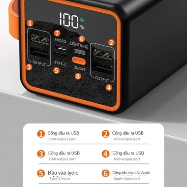 Sạc dự phòng 120W 90.000mAh công nghệ sạc nhanh, LED hiển thị, sạc đa thiết bị, bảo hành 24 tháng - Giá 315.000đ 7 Sạc dự phòng 120W 90.000mAh công nghệ sạc nhanh, LED hiển thị, sạc đa thiết bị, bảo hành 24 tháng - Giá 315.000đ 7