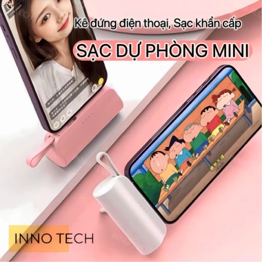 Sạc Dự Phòng 2 Cổng PD 15W – Sạc Nhanh Type‑C & USB, Tương Thích Điện Thoại, Giá Đỡ Tích Hợp