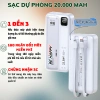 Sạc dự phòng 20.000mAh 3C nhanh - 2 dây sạc, màn LED, pin mạnh, giá 189.000₫