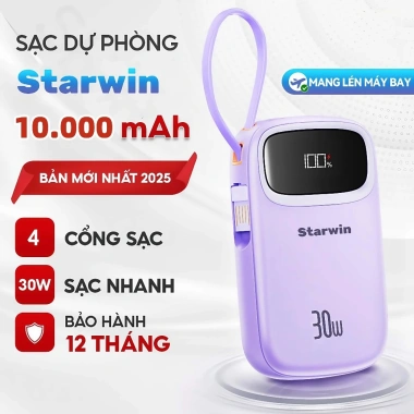 Sạc dự phòng 20.000mAh STARWIN 22.5W 2 cổng iPhone 13-15, Samsung, Huawei - 279.000 VND