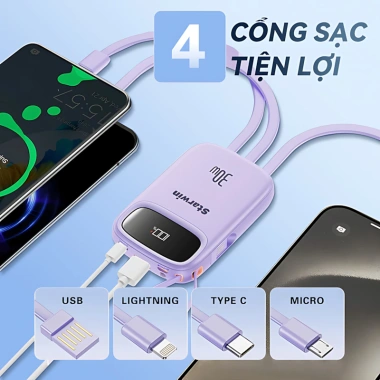 Sạc dự phòng 20.000mAh STARWIN 22.5W 2 cổng iPhone 13-15, Samsung, Huawei - 279.000 VND 5 Sạc dự phòng 20.000mAh STARWIN 22.5W 2 cổng iPhone 13-15, Samsung, Huawei - 279.000 VND 5