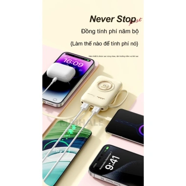 Sạc Dự Phòng 20.000mAh Thiết Kế Nhỏ Gọn, Sạc Nhanh, 3 Dây - Giá 110.000 VND
