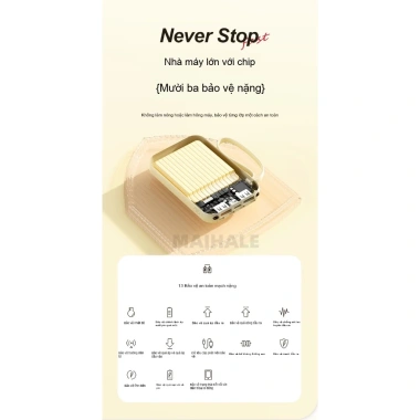 Sạc Dự Phòng 20.000mAh Thiết Kế Nhỏ Gọn, Sạc Nhanh, 3 Dây - Giá 110.000 VND