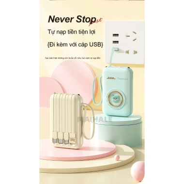 Sạc Dự Phòng 20.000mAh Thiết Kế Nhỏ Gọn, Sạc Nhanh, 3 Dây - Giá 110.000 VND