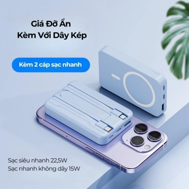 Sạc dự phòng 20.000mAh USB-C tích hợp cáp và sạc không dây Qi 30W, giá ưu đãi 243.750₫ 4 Sạc dự phòng 20.000mAh USB-C tích hợp cáp và sạc không dây Qi 30W, giá ưu đãi 243.750₫ 4