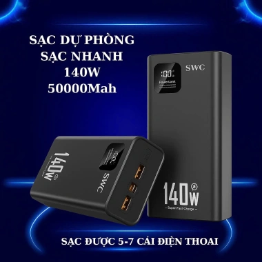 Sạc Dự Phòng 50.000mAh 140W Nhanh – Tương Thích Tất Cả Điện Thoại, Giá Ưu Đãi 590k