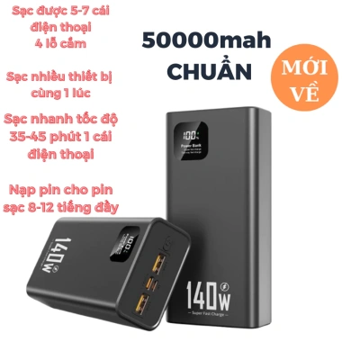 Sạc Dự Phòng 50.000mAh 140W Nhanh – Tương Thích Tất Cả Điện Thoại, Giá Ưu Đãi 590k 5 Sạc Dự Phòng 50.000mAh 140W Nhanh – Tương Thích Tất Cả Điện Thoại, Giá Ưu Đãi 590k 5