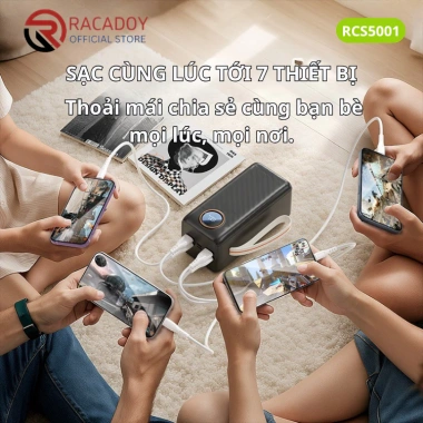 Sạc dự phòng 50.000mAh 22.5W nhanh, đèn LED chiếu sáng, 2 dây sạc - 842k