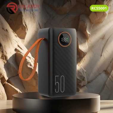 Sạc dự phòng 50.000mAh 22.5W nhanh, đèn LED chiếu sáng, 2 dây sạc - 842k